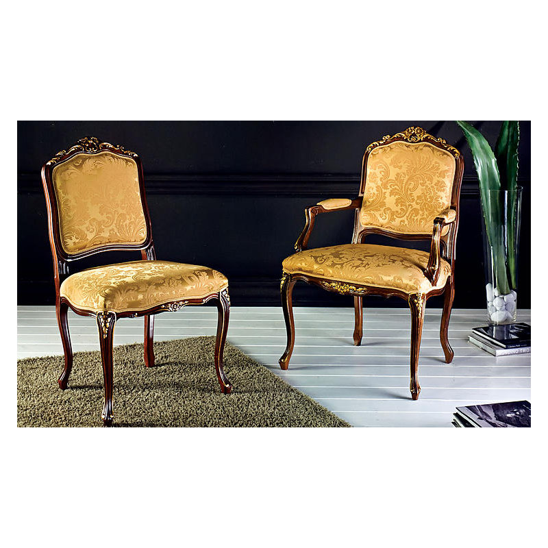 Solid Wood Side Chair in Gold