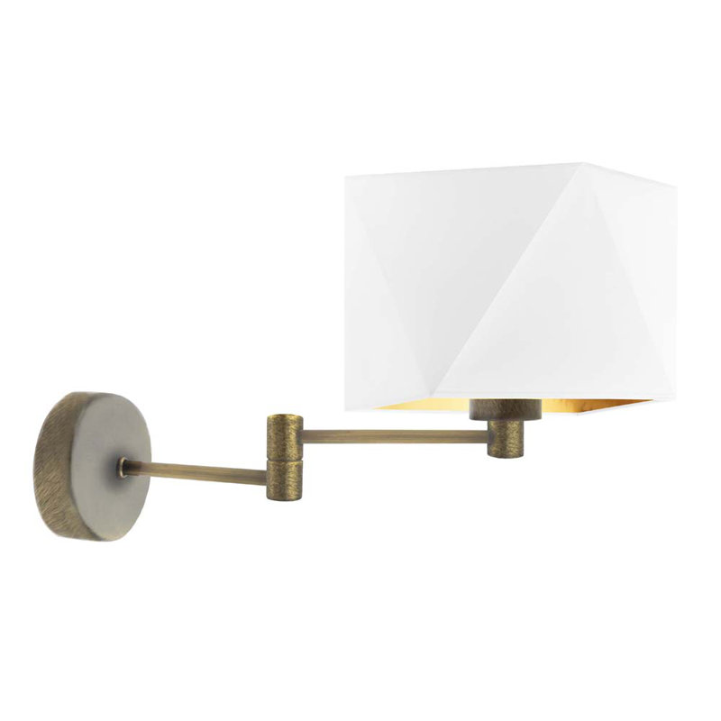 Zelaya Steel Swing Arm Sconce, White, Gold