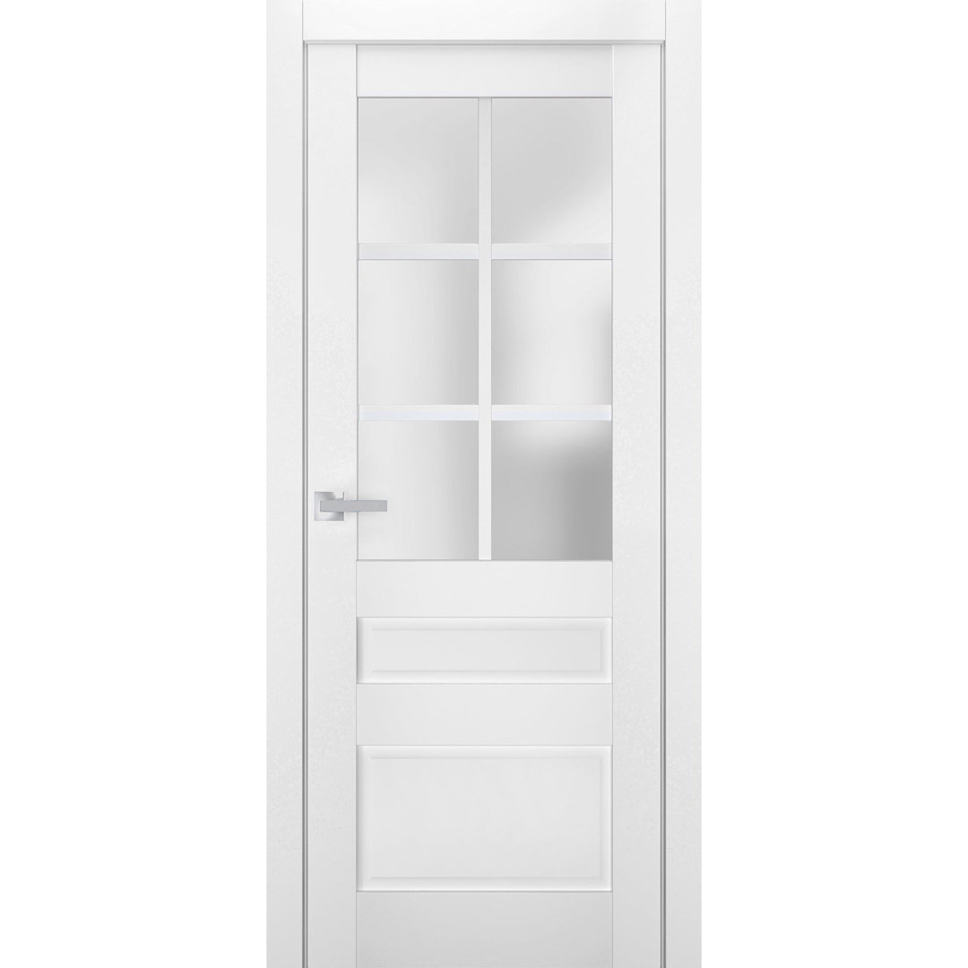 Veregio Frosted Glass Paneled Solid Manufactured Wood Standard Door SARTODOORS 