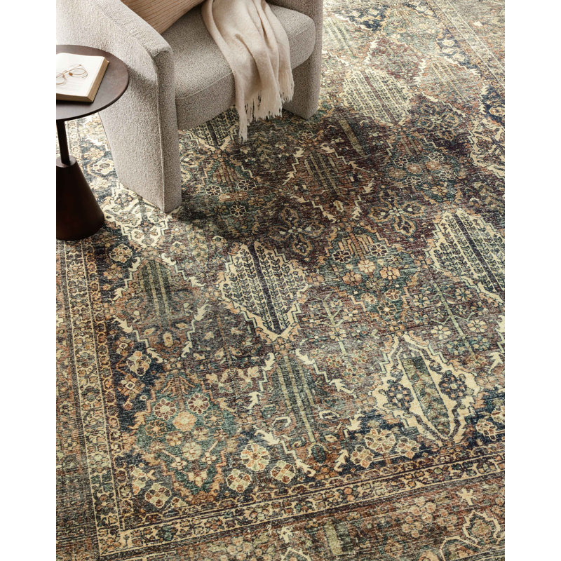 Tapis bleu épice / bleu lavable à la machine Magnolia Home par Joanna Gaines X Loloi Banks, Rectangle 2 pi 3 po x 3 pi 9 po