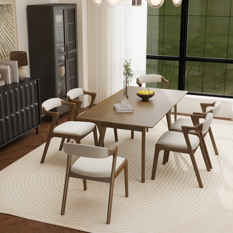 Needham Modern Dining Set, Dining Table With Chairs, 7, Walnut