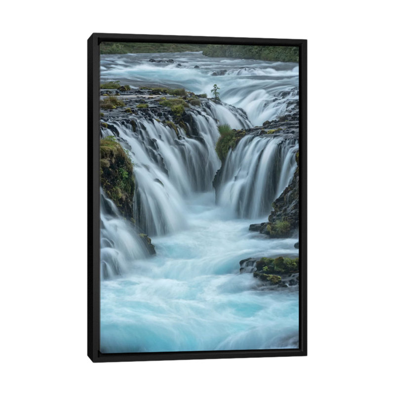 « blue water », impression sur toile, H 26 po x l 18 po x P 1,5 po, Toile avec cadre noir, Pas de tapis