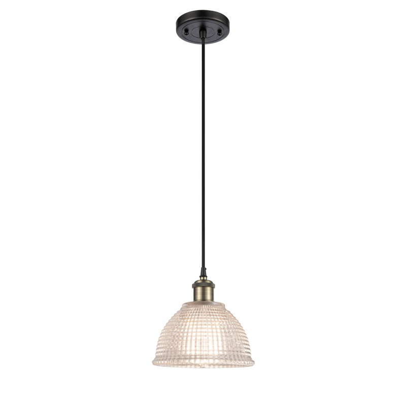 Luminaire suspendu en forme de cloche à 1 lumière Efrain, Ampoule non incluse, Laiton antique noir