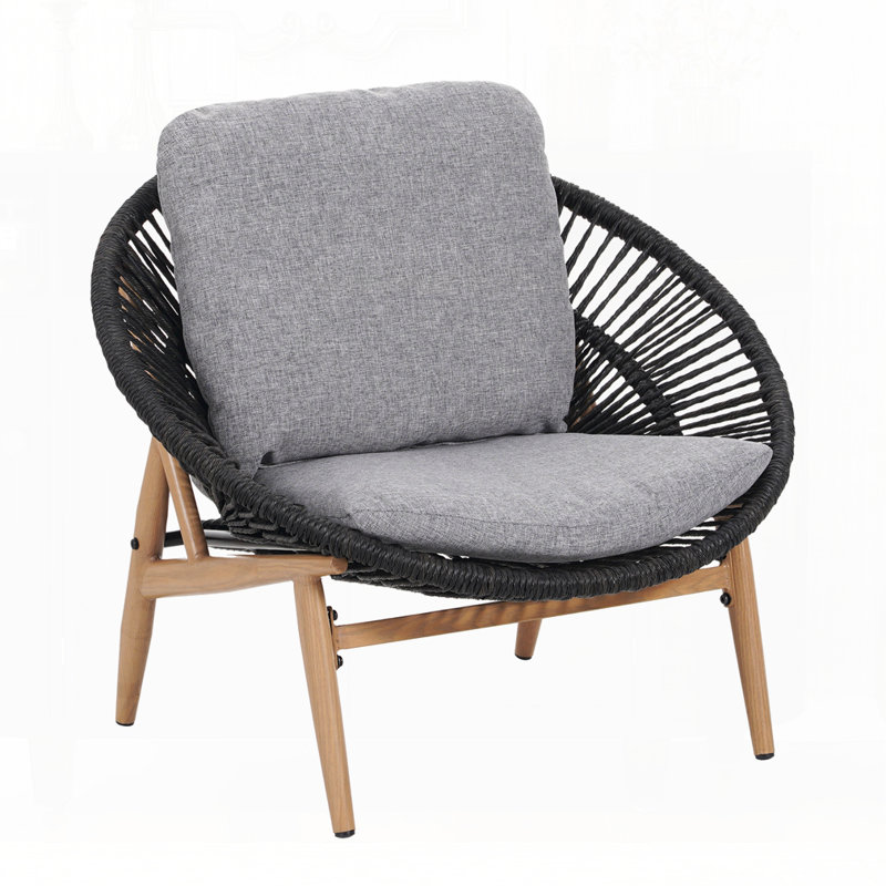 Chaise longue d'extérieur en osier, Gris, Noir
