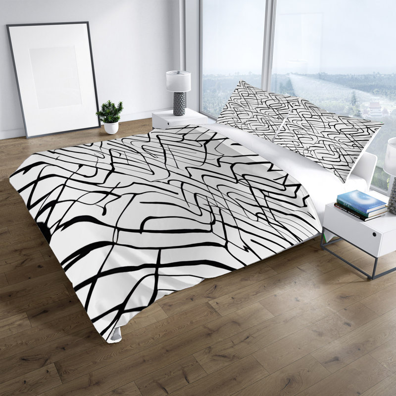 Polyester Abstract Duvet Cover, King Duvet Cover + 2 King Shams