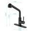 Robinet d'évier de cuisine à poignée simple avec douchette extractible en noir mat, fabriqué en acier inoxydable, rotatif à 360 ° pour un nettoyage intensif, deux options de sortie d'eau - rotation contemporaine avec jet et jet, débit-1301121349