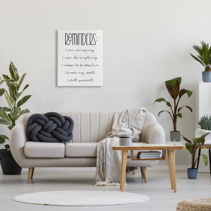 Positive Self Care Affirmation Reminders Rustic Wood Canvas Art