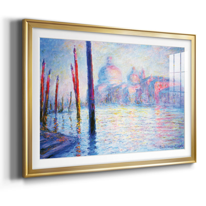 Canal Grand par Monet, Encadrement doré, H 30 po x l 44 po x P 1,5 po