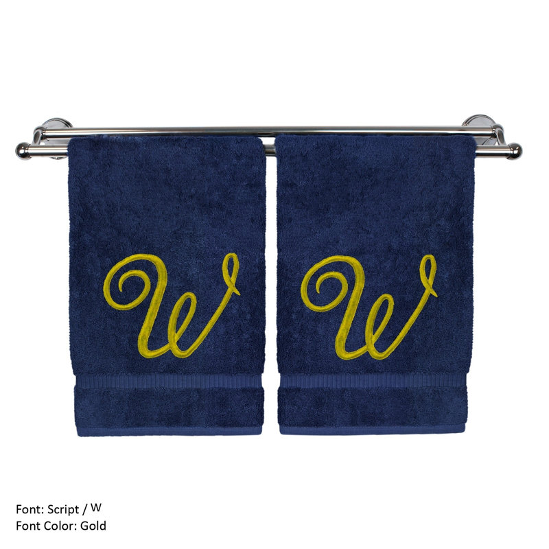 Super Plush Washcloth, Navy/Gold, W