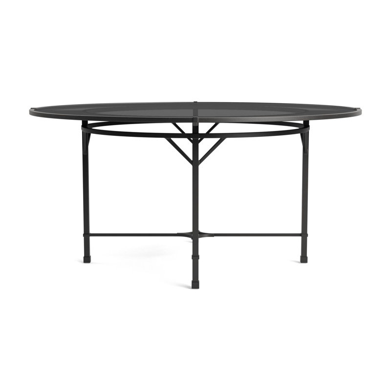 Venetian Outdoor Round Dining Table, Textured Pewter, 60" D