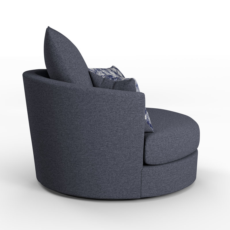 Upholstered Swivel Barrel Chair, Navy