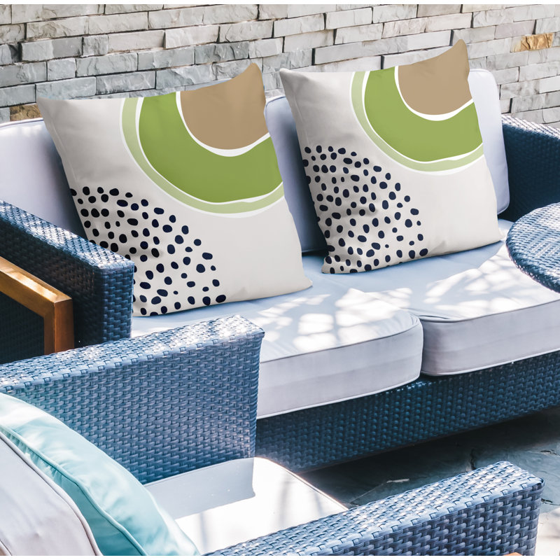 Jeté carré en polyester / mélange de polyester intérieur / extérieur, L 15 po x H 15 po, Chartreuse