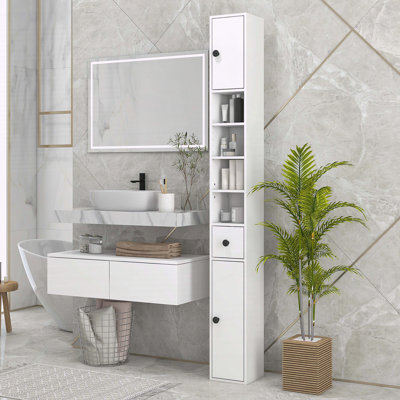 Armoire de rangement haute avec tablettes ouvertes