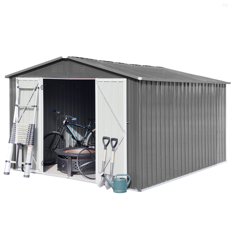 Remises extérieures en métal 10 x 12 pi, gris