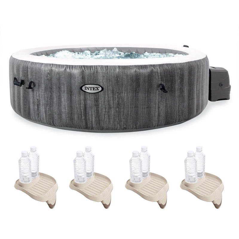 Intex 120 Volt 6 Person 140 - Jet Plastic Round Inflatable Hot Tub in Gray