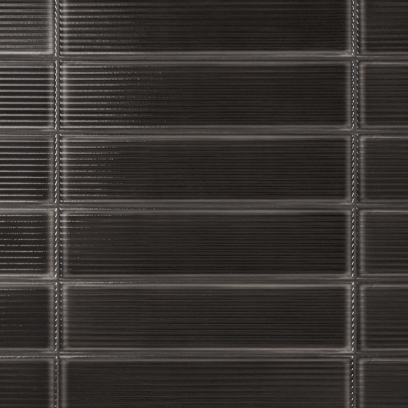 Stacy Garcia Olimar Grooved 4" x 16" Polished Porcelain Subway Wall Tile (7.74 Sq. Ft. / Case), Nero