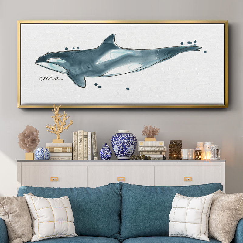 Baleine IV - toile encadrée, H 8 po x l 20 po