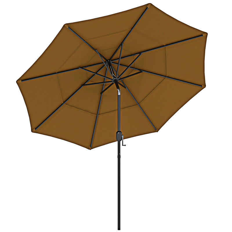 Parasol de marché extérieur avec manivelle, Tanné