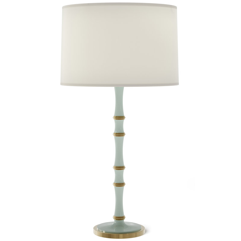 Lampe de table en métal Kane, Bleu minuit verni, Blanc Ascot, Nickel poli