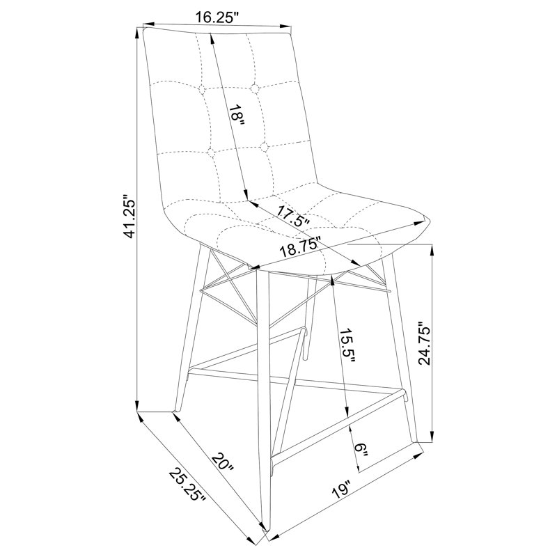 Tabouret de comptoir rembourré 24,75 po avec structure en métal Aiken, Brun