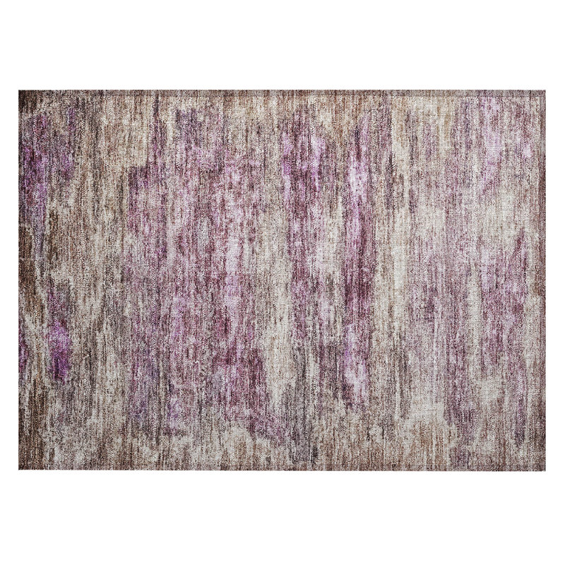 Blush and Gray Machine Washable Indoor/Outdoor Rug 30" x 20"