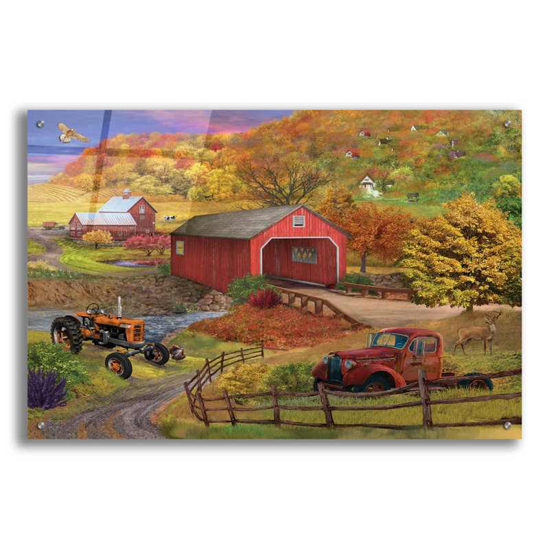 «Fall Bridge» par Bigelow, impression sans cadre, H 24 po x l 36 po x P 0,2 po