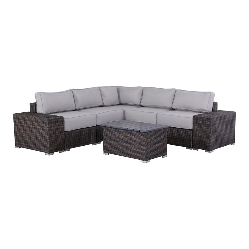 High-Density Polyethylene Wicker Fully Assembled 4 - Person Seating Group with Cushions