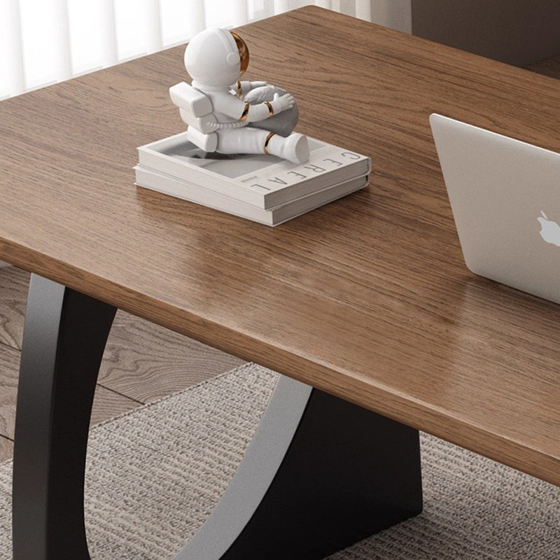 Nut-brown Rectangular Solid Wood writing desk, 29.53” H x 78.74” W x 31.5” D