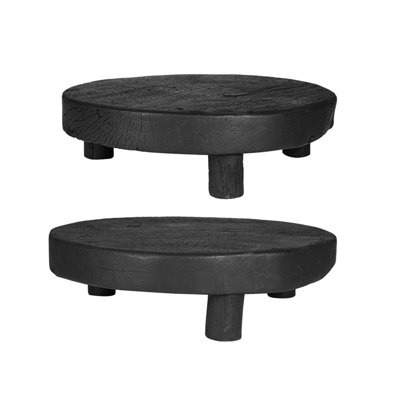 Ensemble de 2 tables basses en teck, Noir