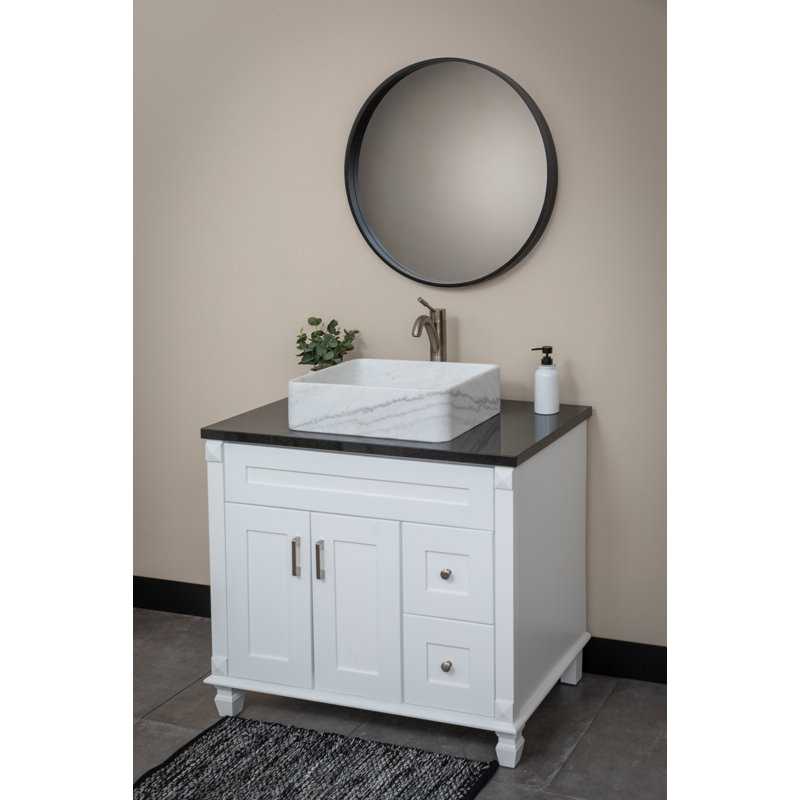 Lavabo de salle de bain vasque rectangulaire fait à la main en pierre blanche
