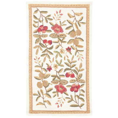 Kinchen Hand Hooked Wool Pile Floral Rug