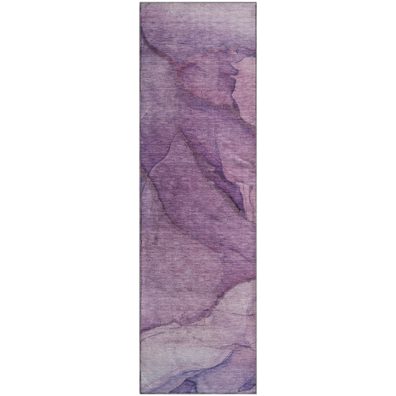 Premium Machine Washable Cerrito AMF607 Purple Rug, Runner 2'3" x 7'6"