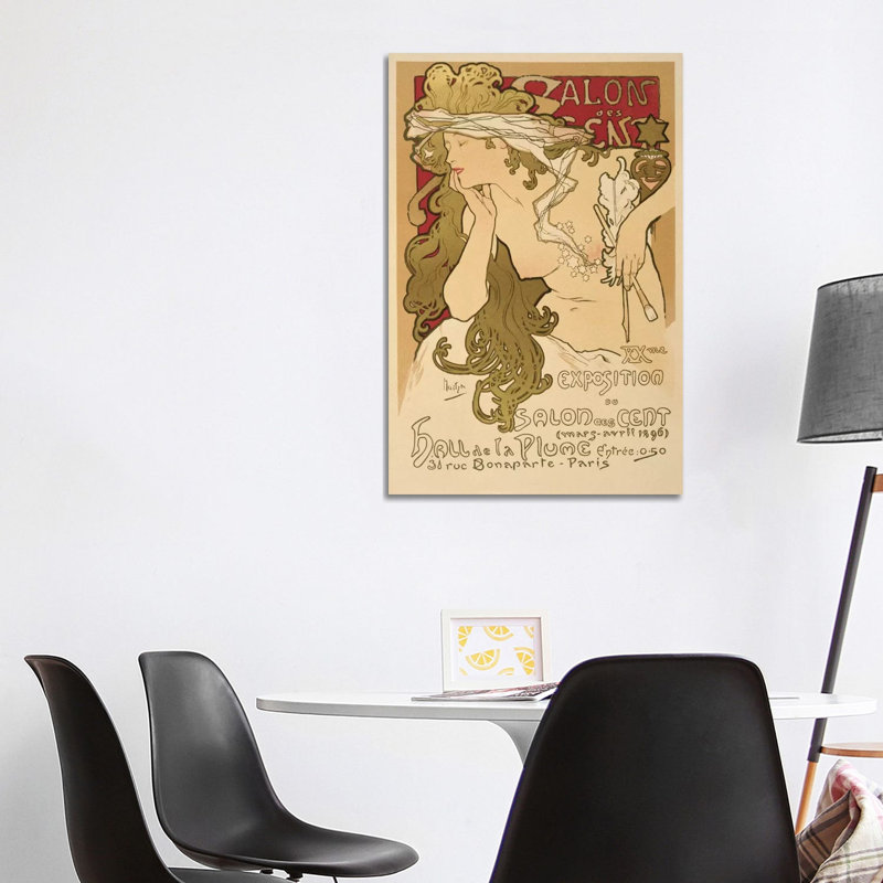 Salon Des Cent: 20th Exposition Vintage Poster by Alphonse Mucha - Wrapped Canvas Gallery-Wrapped Canvas Giclée