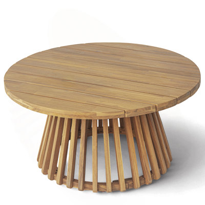 Outdoor Acacia Wood Patio Coffee Table, Round Coffee Table For Backyard, Lawn, Balcony,Teak Finish