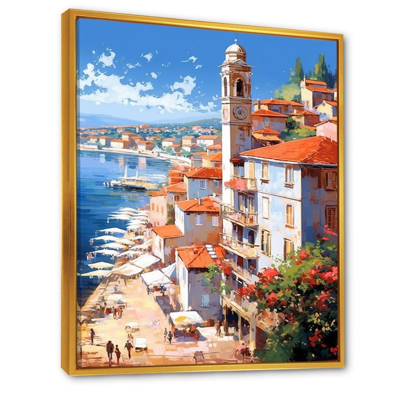 «Beautiful Scenery In Italy I», reproduction sur toile, H 44 po x l 34 po x P 1,5 po, Cadre flottant doré