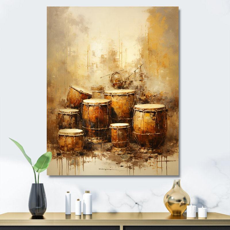 Drum Drum Earthy Brown I sur impression sur toile, Toile tendue, H 32 po x l 24 po