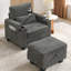 Fauteuil inclinable simple gris avec réglage manuel, charge, support pour téléphone et rangement des accoudoirs cachés sur l'accoudoir, inclus, pour une détente confortable