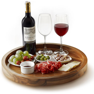Table Top - Wooden Turntable Serving Tray For Charcuterie Boards Cheese Board - Extra Large Round Lazy Susan Organizer - Kitchen Revolution For Cabinet