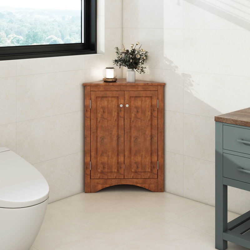 Armoire de rangement triangulaire avec 3 tablettes réglables, Brun