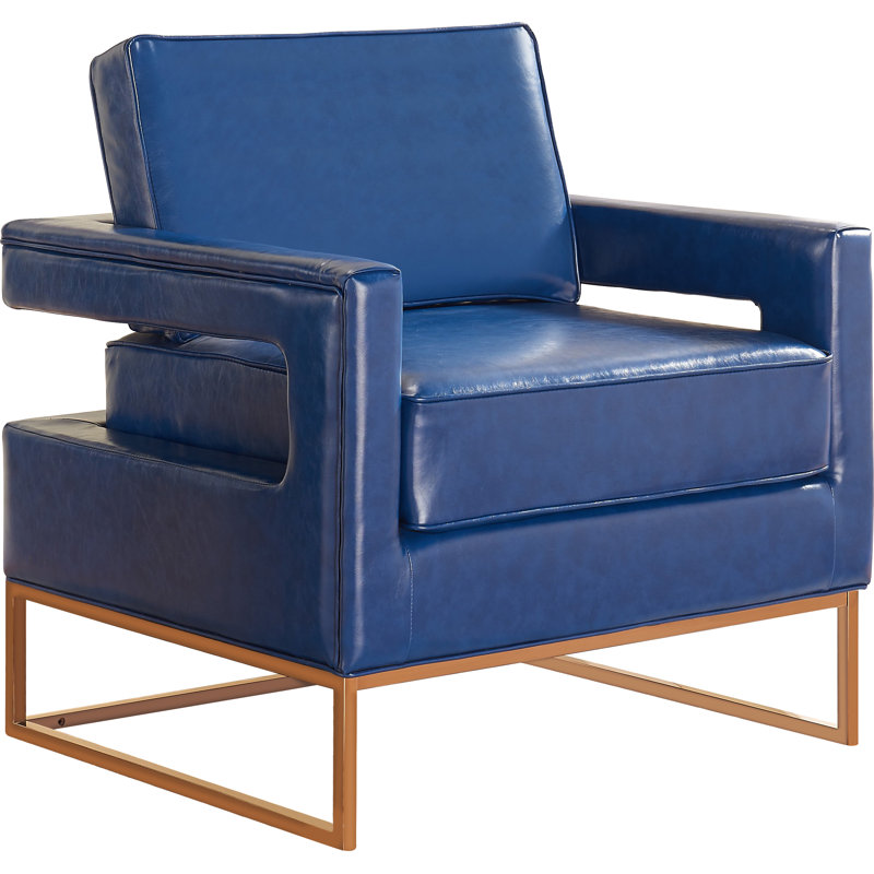 Fauteuil Amelia, Bleu marine en cuir végétalien