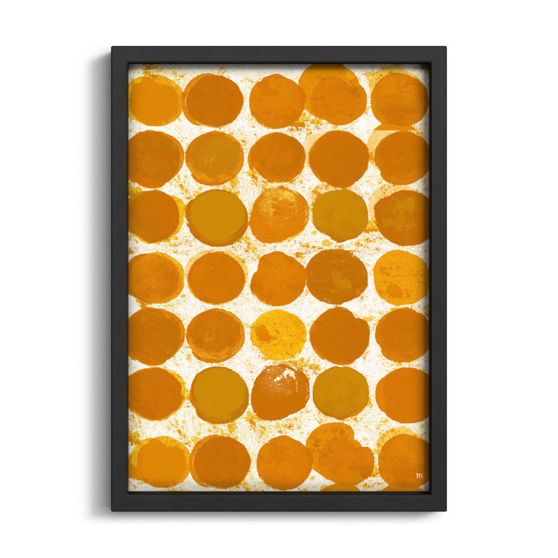 Satori Dots Pattern Curry by Studio M, Black Framed, 20" H x 14" W x 1.25" D
