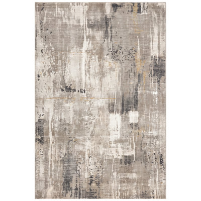 Stormfront Modern Distressed Solid Gold Ivory Gray White Non-Slip Low Pile Indoor Outdoor Pet Friendly Living Room Bedroom Dining Room Entryway Hallway Office Kitchen High Traffic Easy Clean Printed  Soft Bound Edge Washable Rug