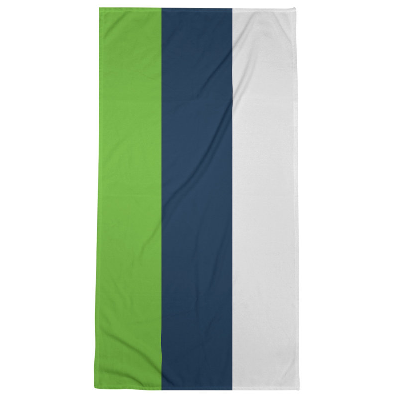 Cotton Blend Beach Towel, Green/Navy Blue/Light Gray