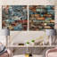 Aubagne - Ensemble de 2 collages carrés abstraits-101845360-101845361