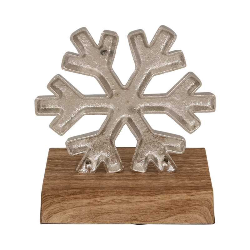 Silver Snowflake on Wood Look Base Christmas Stocking Holder