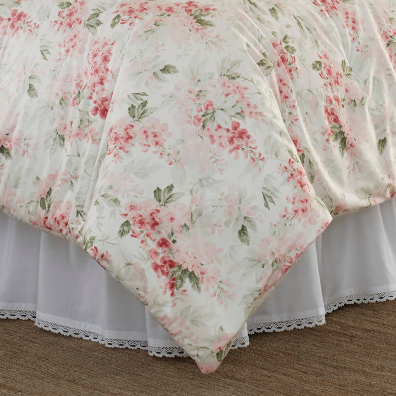 Laura Ashley Wisteria Pink Microfleece Comforter Set, Full/Queen Comforter + 2 Standard Shams