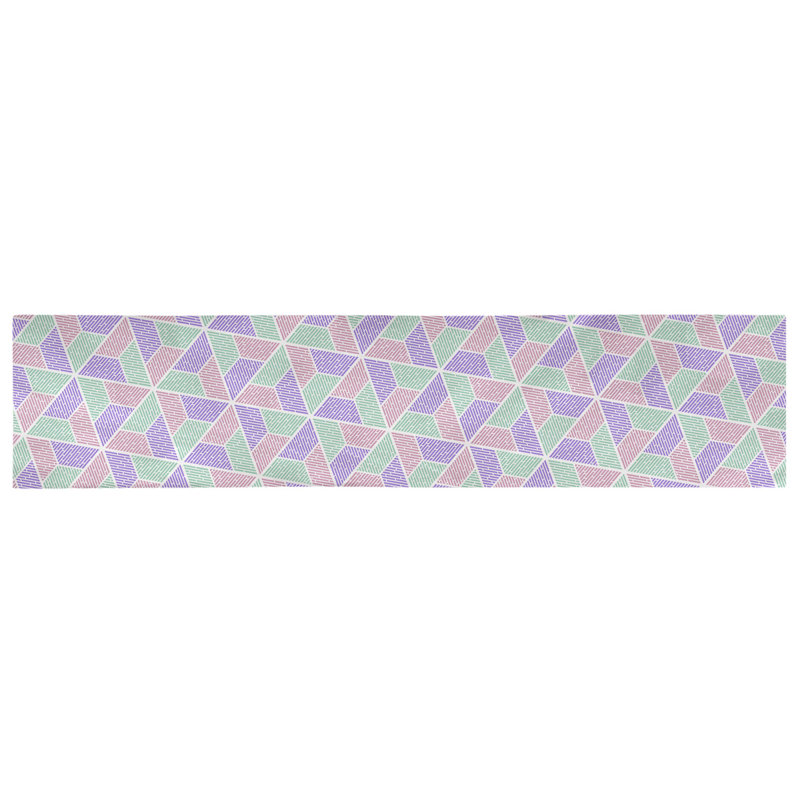 Chemin de table Avicia, 72 po x 16 po, Polyester, Vert / Rose / Mauve