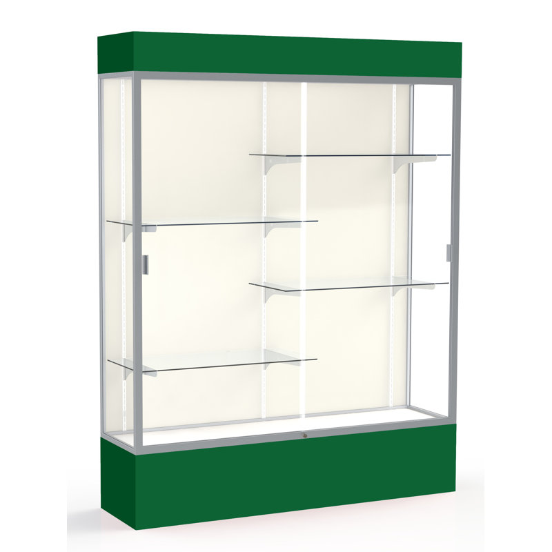 Vitrine en aluminium avec éclairage H 80 po x l 60 po Spirit Series, Bleu royal, Satin naturel, Plaque de tissu