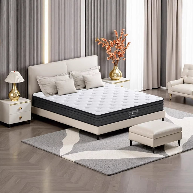 Queen Size Mattress, 12 Inch Hybrid Mattress with Individually Pocketed Innerspring, Medium Firm for Back/Side/Stomach Sleepers, Cooling Memory Foam & Breathable Knit Top, White