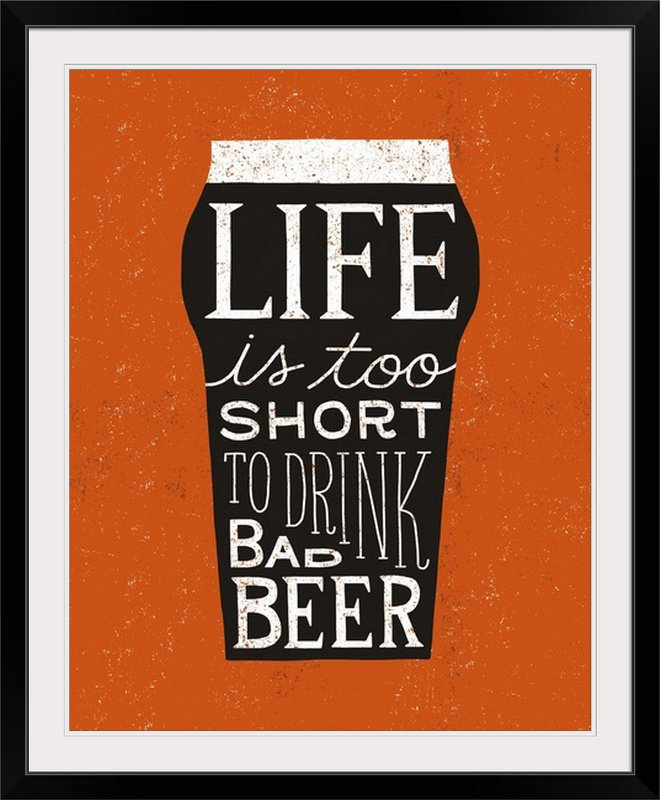 «Anji Craft Beer I» par Michael Mullan, art textuel, H 23 po x l 20 po x P 1 po, Cadre noir